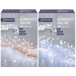 Premier Decorations Ultrabrights Multi Action 430 White LED Garland Lights