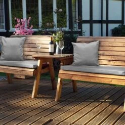 Charles Taylor Twin Two-Seat Bench Set Straight -Garden Supply Store charles taylor twin two seat bench set straight grey 800x800 1