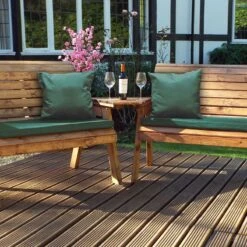 Charles Taylor Twin Two-Seat Bench Set Angled -Garden Supply Store charles taylor twin bench set angled green 01 800x800 1