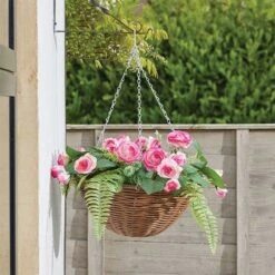 Smart Garden Easy Basket Artificial Topiary Pink Perfection Hanging Basket 14" (35cm) -Garden Supply Store easy basket artificial topiary pink perfection hanging basket 30cm 12inch 02 800x800