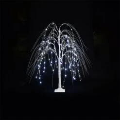 Premier Decorations 1.2m White Glitter Willow Tree - 140 LED Warm White