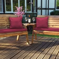 Charles Taylor Twin Two-Seat Bench Set Angled -Garden Supply Store twin bench set angled burgundy 01 800x800 1